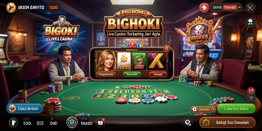 Gameplay Live Casino BIGHOKI dengan dealer profesional dan suasana interaktif.