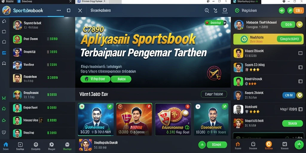 Tampilan antarmuka pengguna C7890 saat melakukan taruhan olahraga.