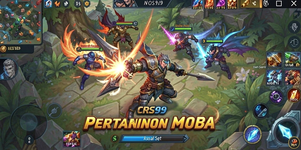 Tampilan gameplay seru dari CRS99 saat pertarungan tim berlangsung.