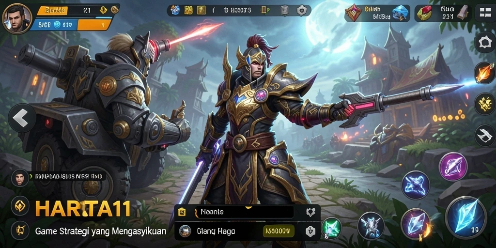 Tangkapan layar HARTA11 menampilkan aksi strategi yang intens dalam gameplay.