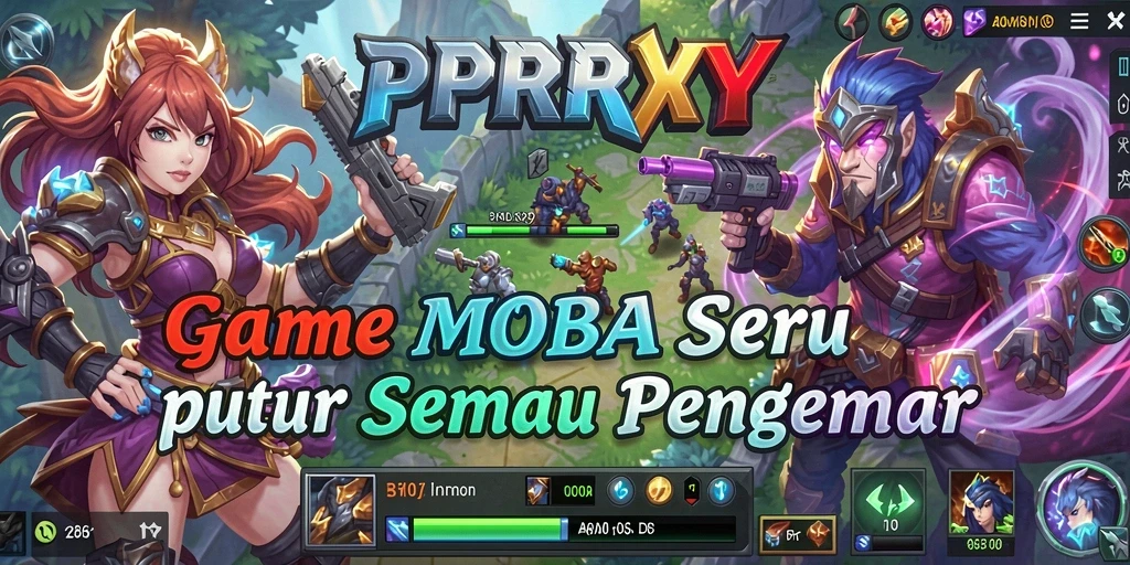Gameplay dinamis dari PPRRYY dengan aksi MOBA yang mendebarkan.