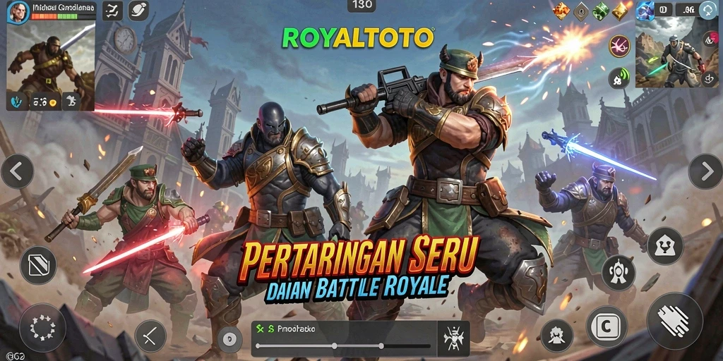 Screenshot gameplay ROYALTOTO menunjukkan aksi pertarungan yang intens.