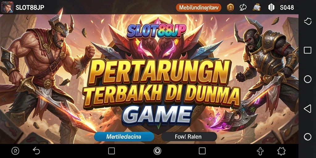 Tampilan gameplay intense di SLOT88JP dengan karakter yang beraksi di arena pertarungan.