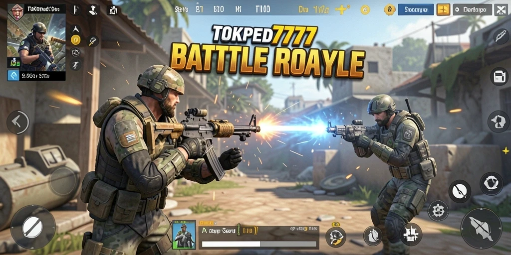 Gameplay seru TOKPED777 dengan pertempuran intens Battle Royale.